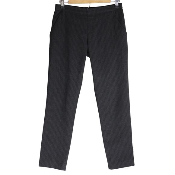 Uniqlo Navy Pinstripe Smart Ankle Pants | 2-Way Stretch Elastic Waist  Size L - Picture 3 of 5